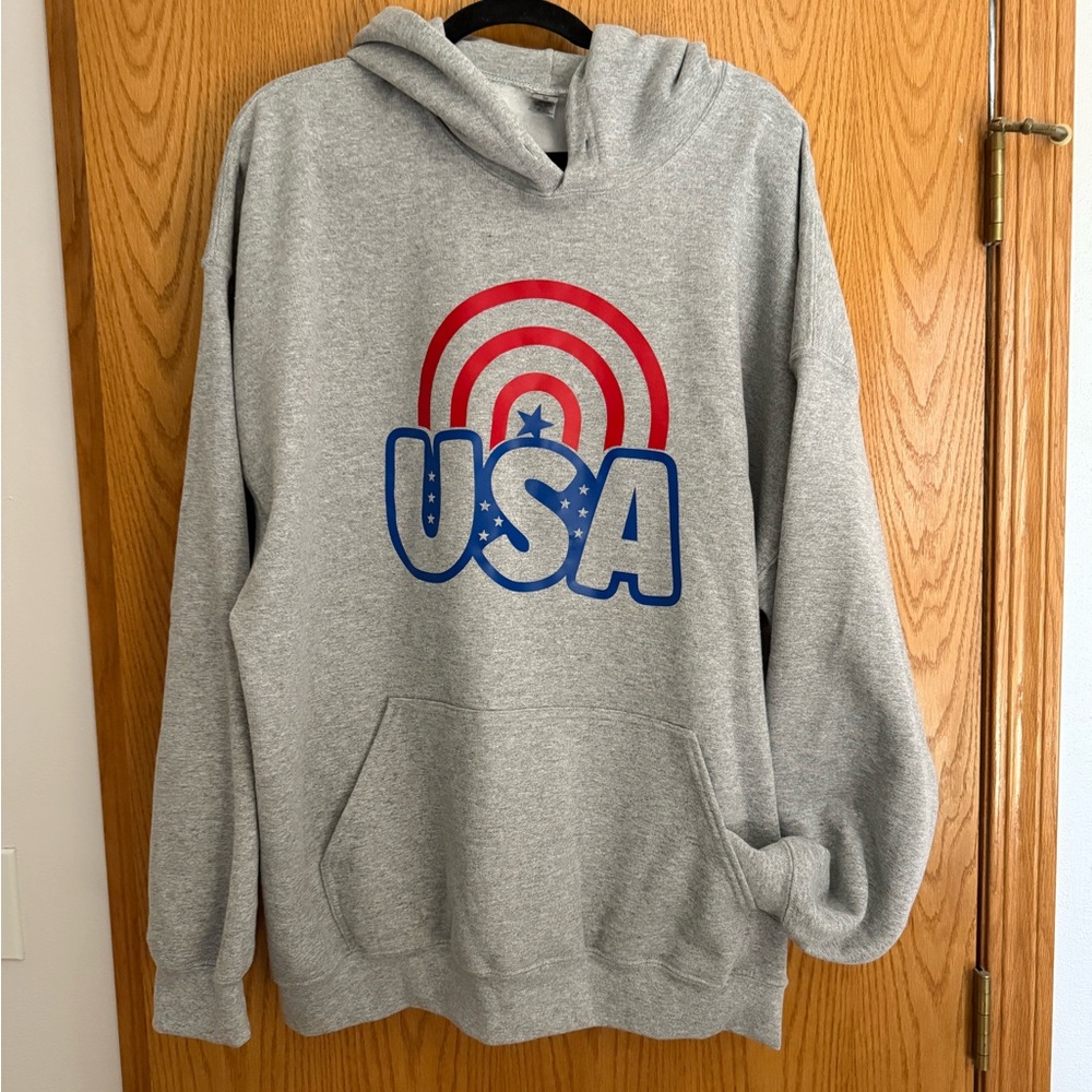 Custom Gildan Gray USA Graphic Hoodie
